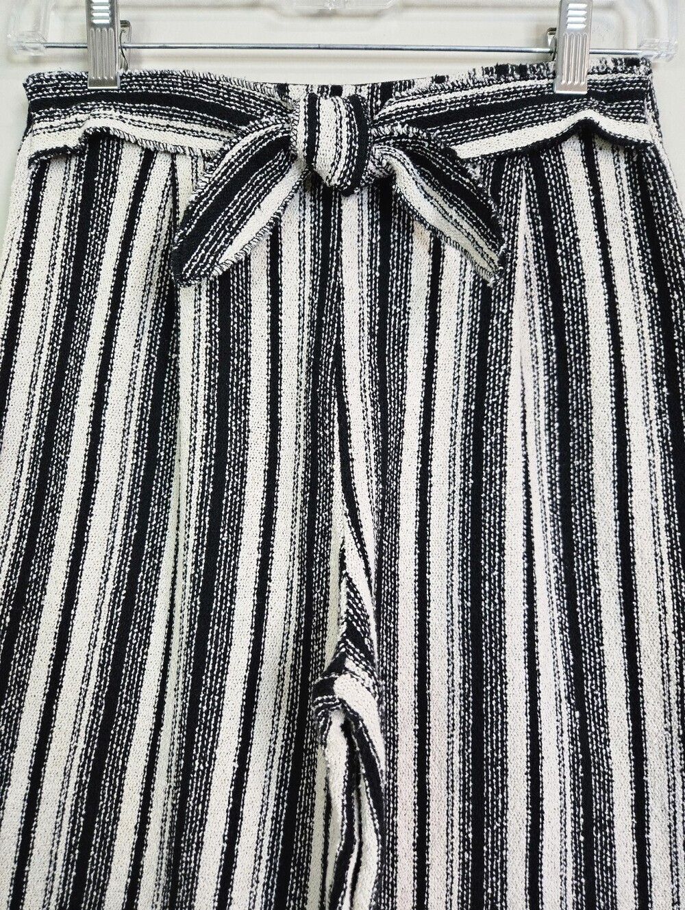 Zara Black & Cream Striped Wide-Leg Knit Pants, Size 11-12 ~ EUC - Picture 3 of 6